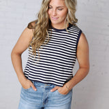 Fara Knit Sleeveless Top - Navy