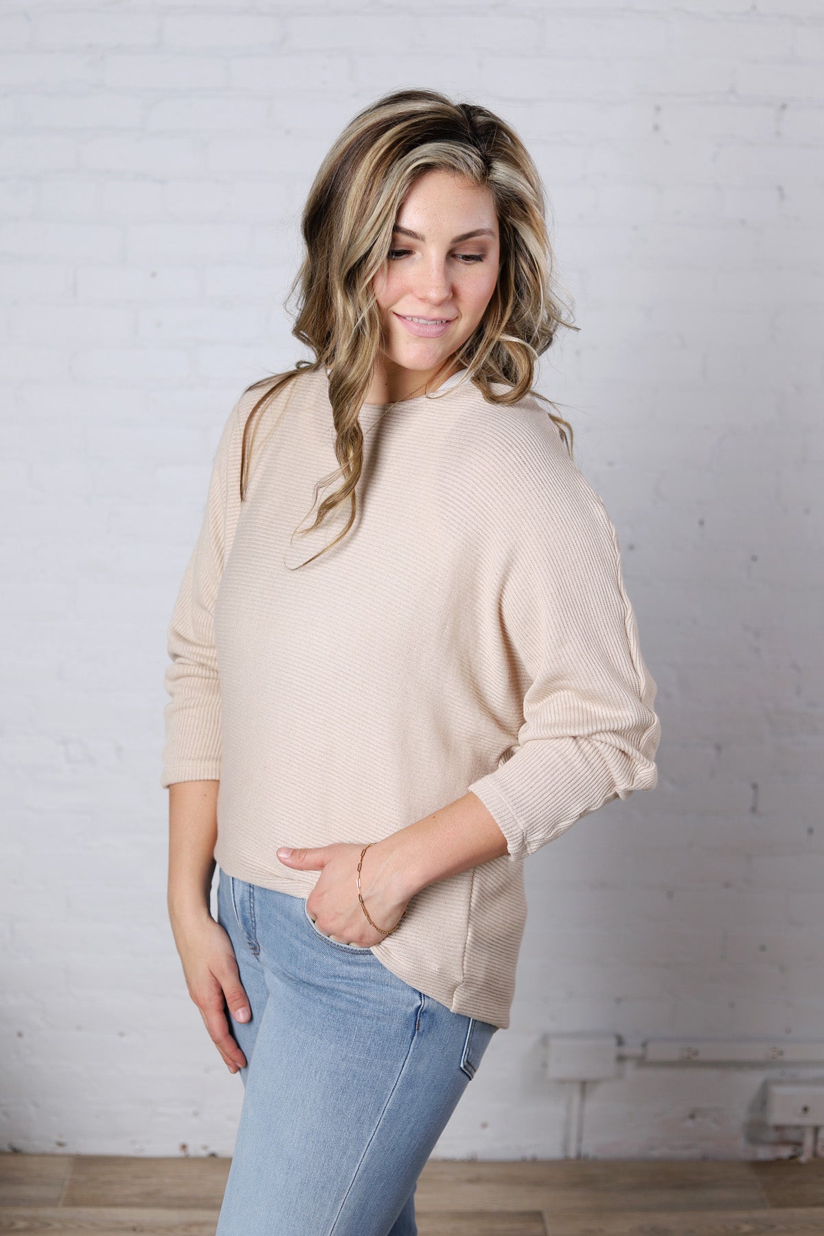 Farren Boat Neck Top - Taupe