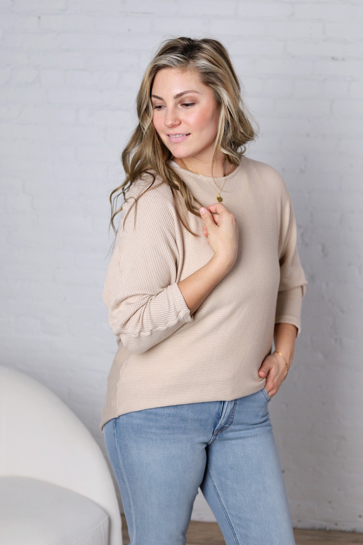 Farren Boat Neck Top - Taupe