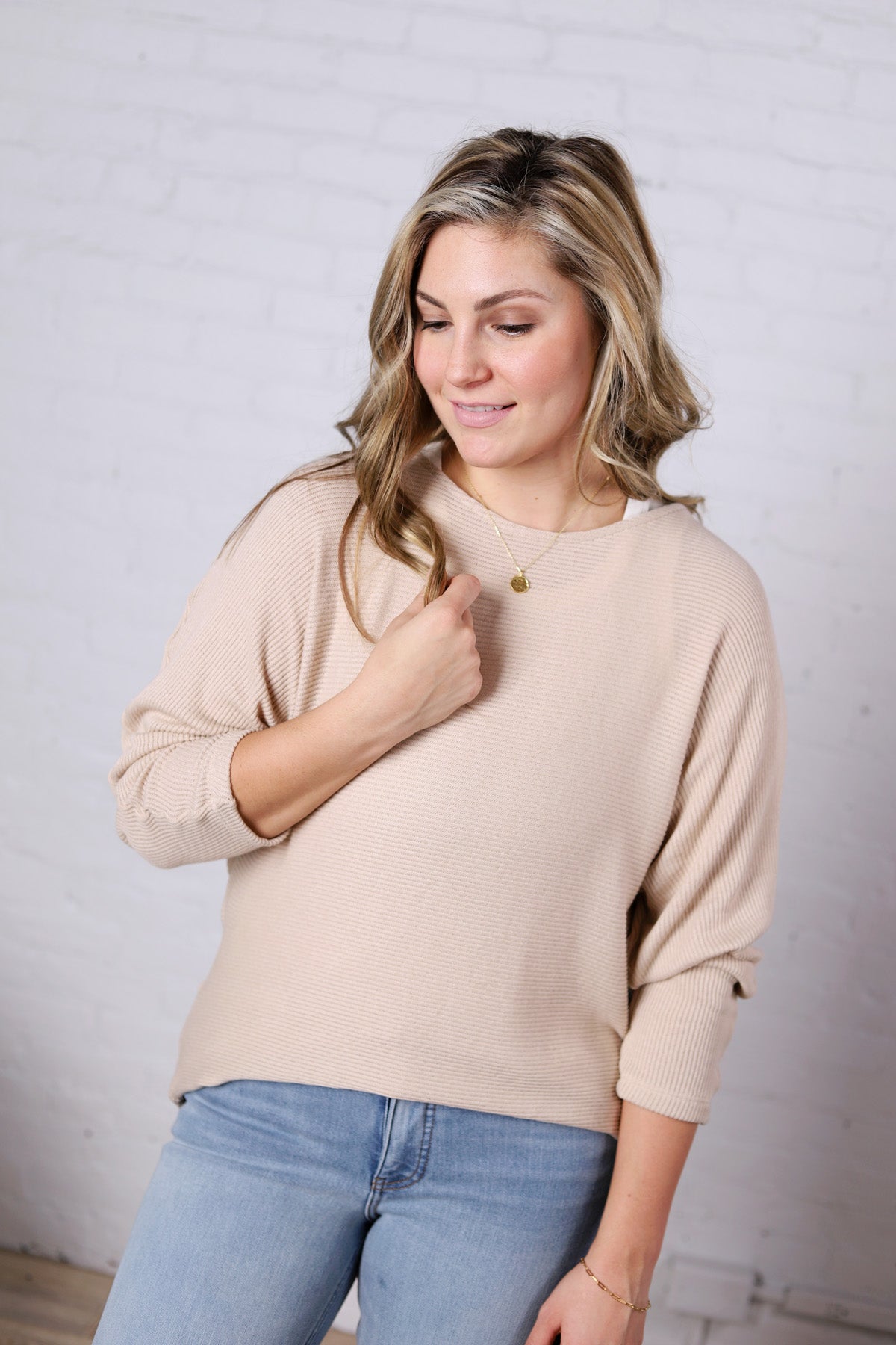 Farren Boat Neck Top - Taupe