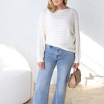 Faryn Textured Versatile Sweater Pullover - Cream