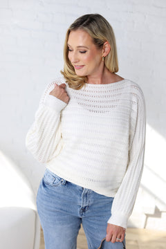 Faryn Textured Versatile Sweater Pullover - Cream