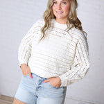Faustine Oversized Crop Sweater - Cream