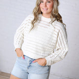 Faustine Oversized Crop Sweater - Cream
