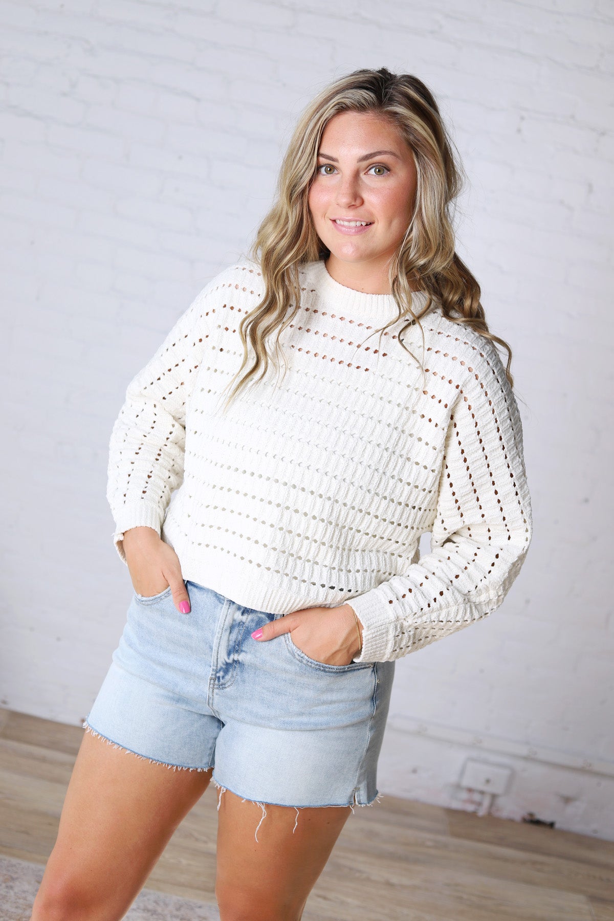Faustine Oversized Crop Sweater - Cream