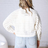 Faustine Oversized Crop Sweater - Cream