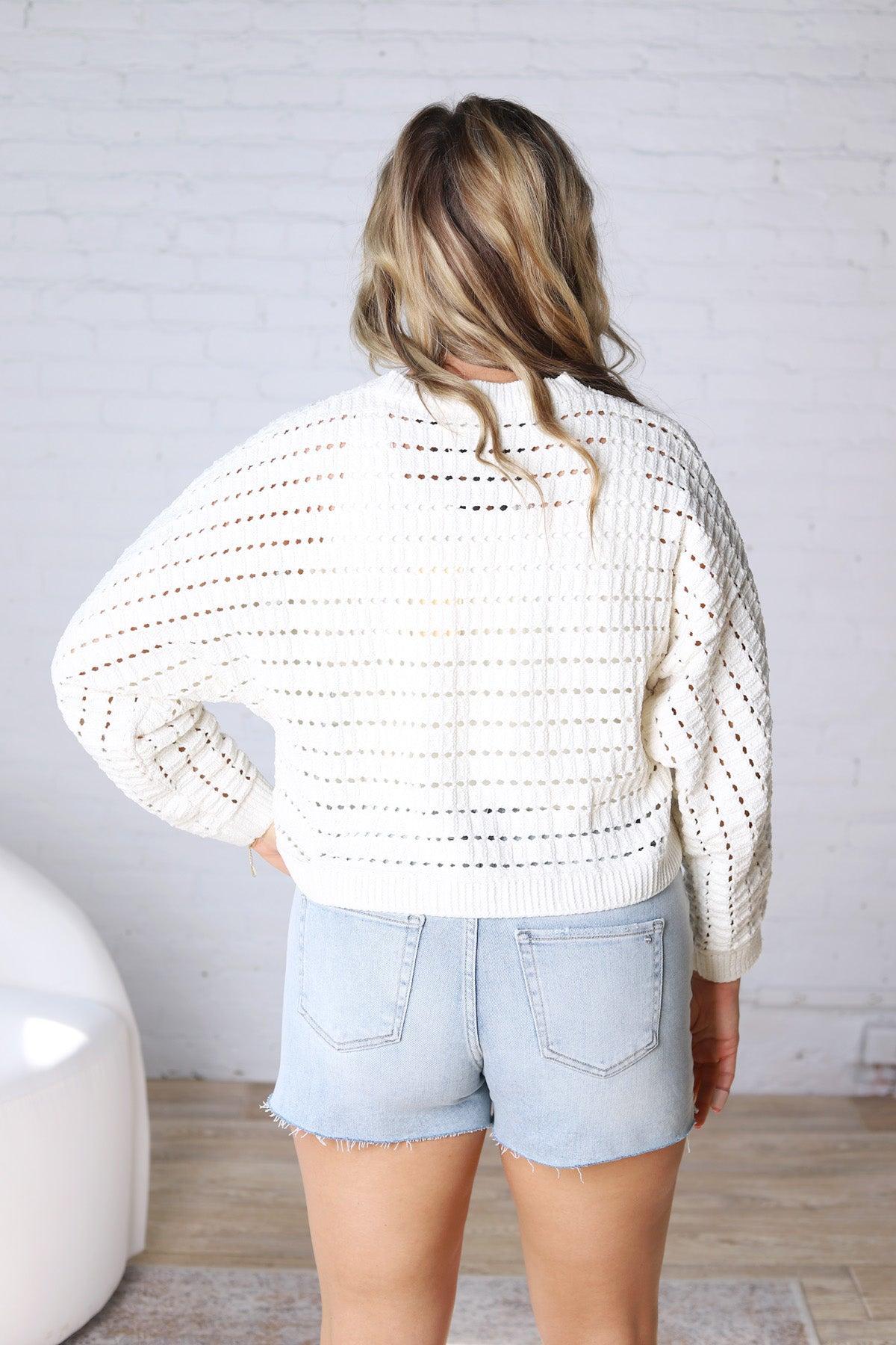 Faustine Oversized Crop Sweater - Cream