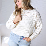 Faustine Oversized Crop Sweater - Cream