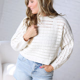 Faustine Oversized Crop Sweater - Cream