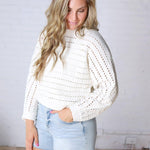 Faustine Oversized Crop Sweater - Cream