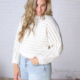 Faustine Oversized Crop Sweater - Cream