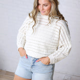 Faustine Oversized Crop Sweater - Cream