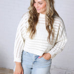 Faustine Oversized Crop Sweater - Cream