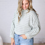 Faustine Oversized Crop Sweater - Sage