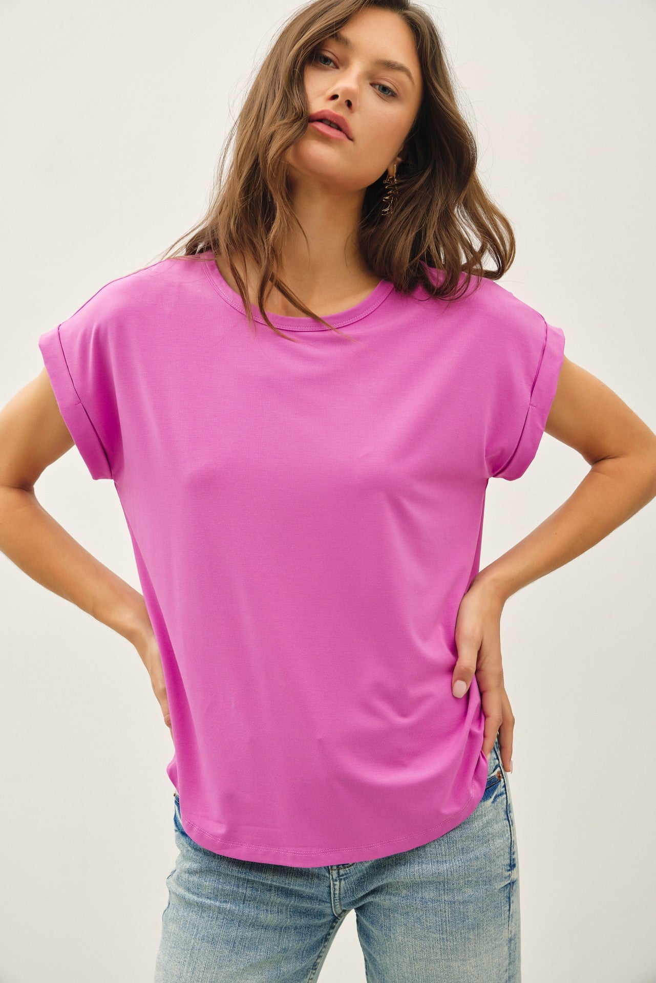 Faye Bamboo Dolman Cap Sleeve Top - Berry Smoothie