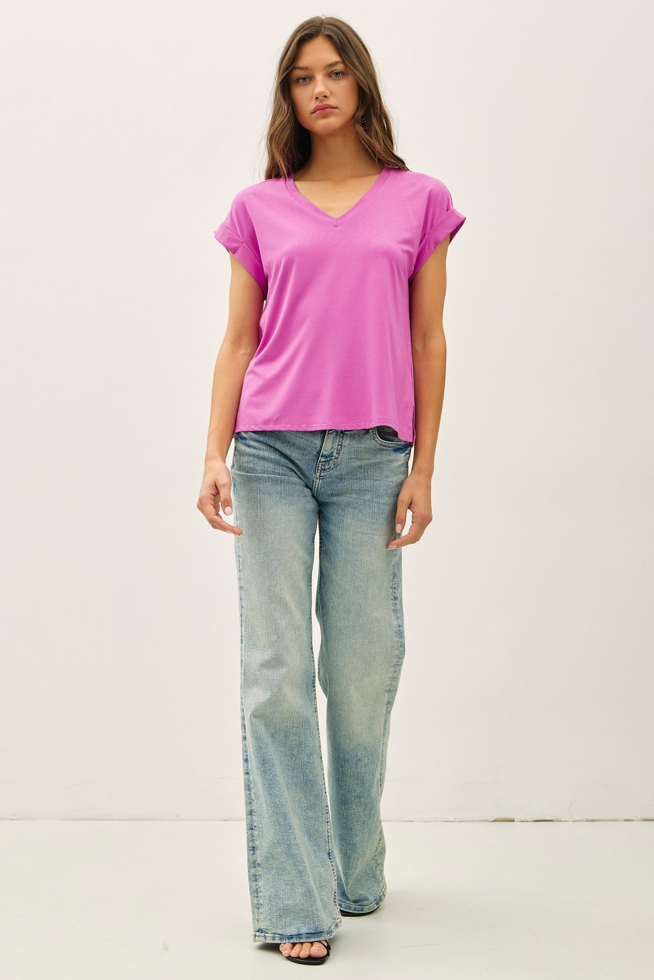 Faye Bamboo Dolman Cap Sleeve Top - Berry Smoothie