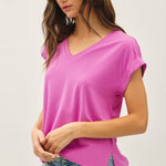 Faye Bamboo Dolman Cap Sleeve Top - Berry Smoothie
