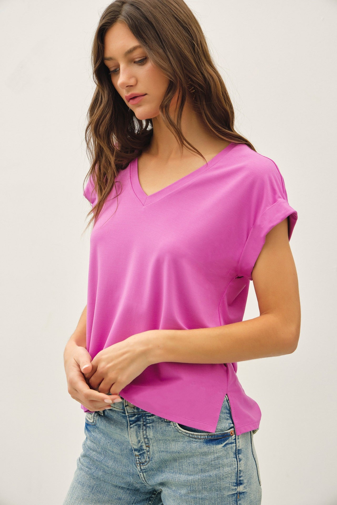 Faye Bamboo Dolman Cap Sleeve Top - Berry Smoothie