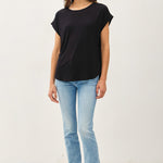 Faye Bamboo Dolman Cap Sleeve Top - Black