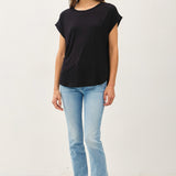 Faye Bamboo Dolman Cap Sleeve Top - Black