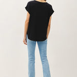 Faye Bamboo Dolman Cap Sleeve Top - Black