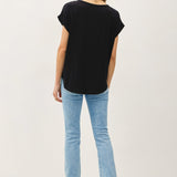 Faye Bamboo Dolman Cap Sleeve Top - Black