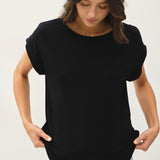 Faye Bamboo Dolman Cap Sleeve Top - Black