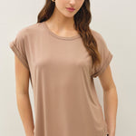 Faye Bamboo Dolman Cap Sleeve Top - Mocha