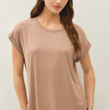 Faye Bamboo Dolman Cap Sleeve Top - Mocha