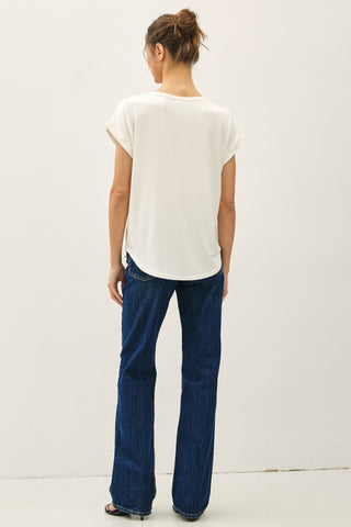Faye Bamboo Dolman Cap Sleeve Top - Off White
