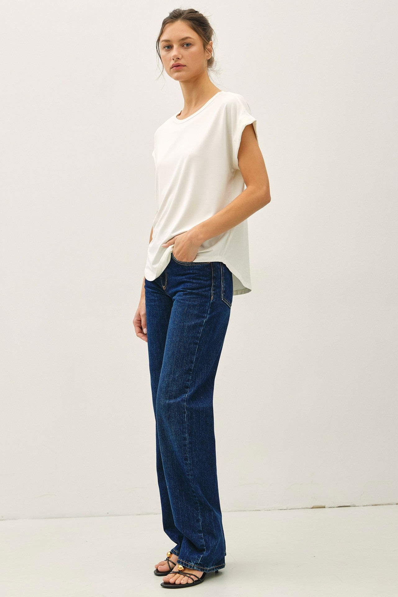 Faye Bamboo Dolman Cap Sleeve Top - Off White