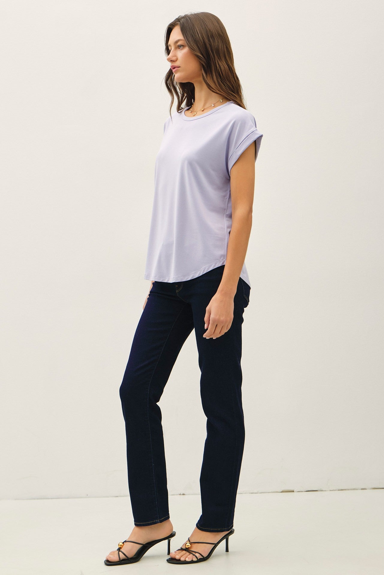 Faye Bamboo Dolman Cap Sleeve Top - Soft Periwinkle