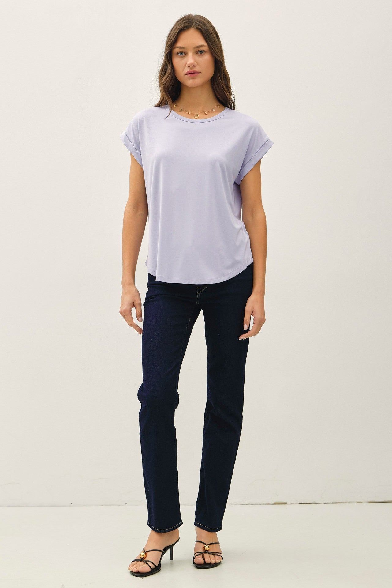 Faye Bamboo Dolman Cap Sleeve Top - Soft Periwinkle