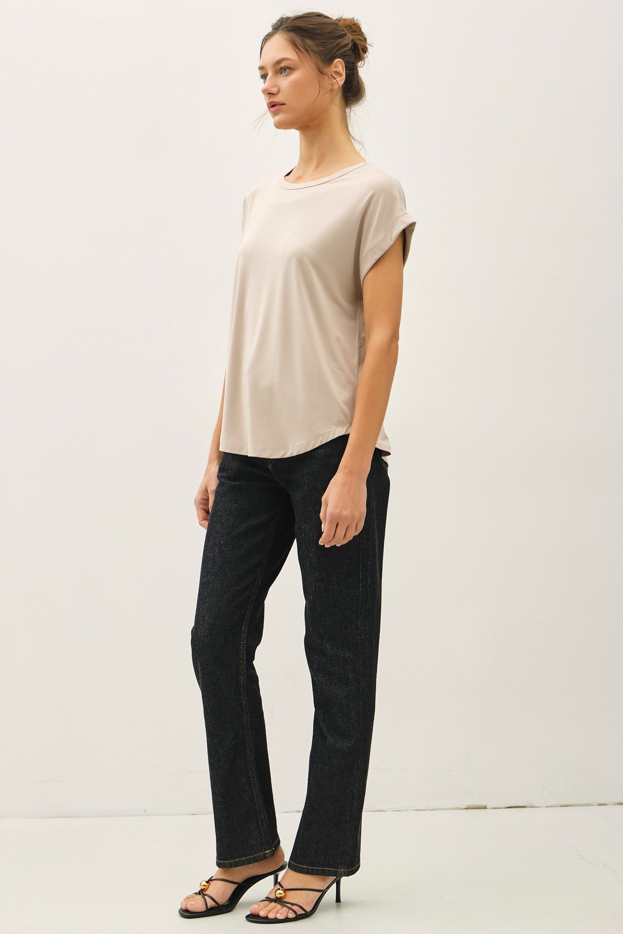 Faye Bamboo Dolman Cap Sleeve Top - Stone