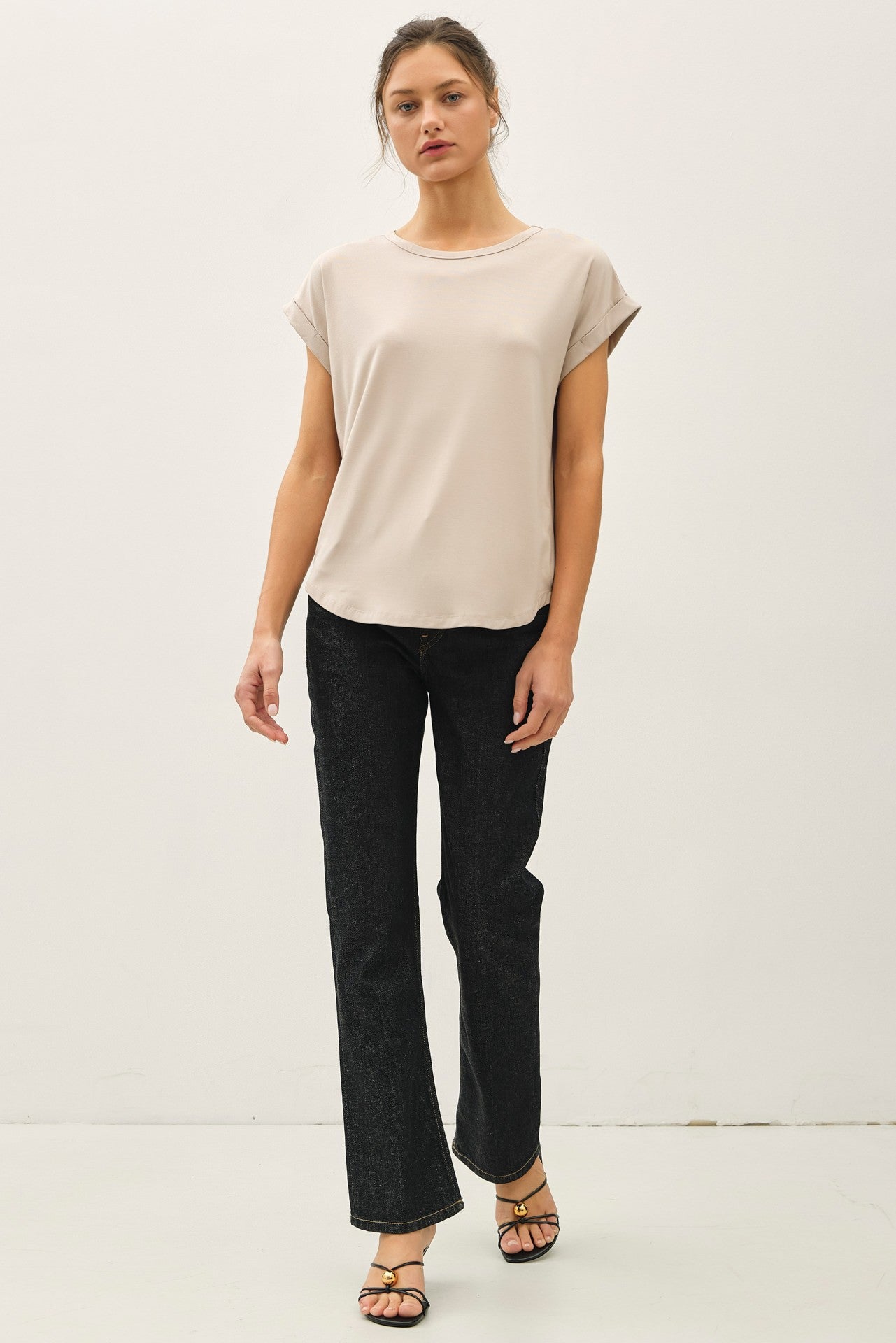 Faye Bamboo Dolman Cap Sleeve Top - Stone