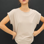 Faye Bamboo Dolman Cap Sleeve Top - Stone