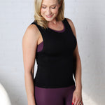 Faye Cropped Seamless Round Neck Tank Top - Black