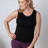 Faye Cropped Seamless Round Neck Tank Top - Black