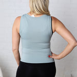 Faye Cropped Seamless Round Neck Tank Top - Blue Grey