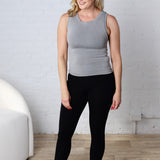 Faye Cropped Seamless Round Neck Tank Top - H Grey