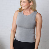 Faye Cropped Seamless Round Neck Tank Top - H Grey