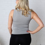 Faye Cropped Seamless Round Neck Tank Top - H Grey