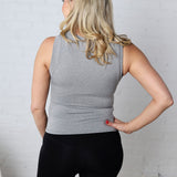 Faye Cropped Seamless Round Neck Tank Top - H Grey