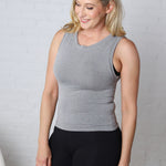 Faye Cropped Seamless Round Neck Tank Top - H Grey