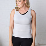 Faye Cropped Seamless Round Neck Tank Top - Lt Grey