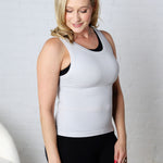 Faye Cropped Seamless Round Neck Tank Top - Lt Grey