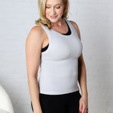 Faye Cropped Seamless Round Neck Tank Top - Lt Grey