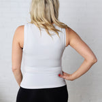 Faye Cropped Seamless Round Neck Tank Top - Lt Grey