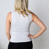 Faye Cropped Seamless Round Neck Tank Top - Lt Grey