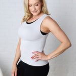 Faye Cropped Seamless Round Neck Tank Top - Lt Grey